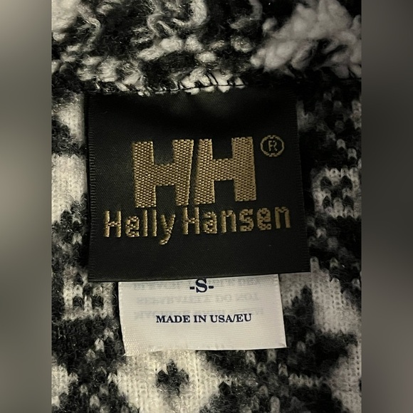 Vintage Helly Hansen Black & White Snowflake Fleece W/zip Closure Jacket Sz S - Picture 6 of 10